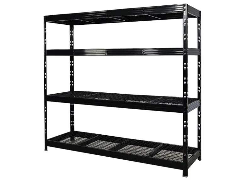 PROREGAL Profi Schwerlastregal Rhino HxBxT 180x200x60cm 4 Gitterrost-Ebenen Fachlast 500kg Schwarz Stecksystem Lagerregal Regalsystem