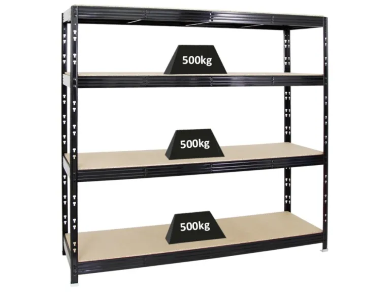 PROREGAL Profi Schwerlastregal Rhino HxBxT 180 x 200 x 60 cm 4 Spanplatten-Ebenen 16mm Fachlast 500 kg Schwarz