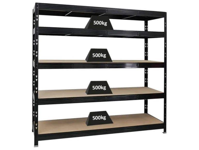 PROREGAL Profi Schwerlastregal Rhino HxBxT 180 x 200 x 60 cm 5 Spanplatten-Ebenen 8mm Fachlast 500 kg Schwarz