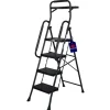 PROREGAL Profi-Trittleiter Klappbar Mit Handbügel Und Werkzeugablage 4 Stufen 160x51x87cm Traglast 150kg Stahl Schwarz Klappleiter Haushaltsleiter