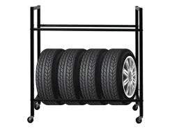PROREGAL Reifenregal CARERRA Auf Rollen HxBxT 115 x 111 x 40 cm Bis Zu 8 Reifen Auf 2 Ebenen Schwarz