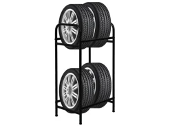PROREGAL Reifenregal CARRERO HxBxT 104 x 55 x 40 cm Bis Zu 4 Reifen Auf 2 Ebenen Schwarz