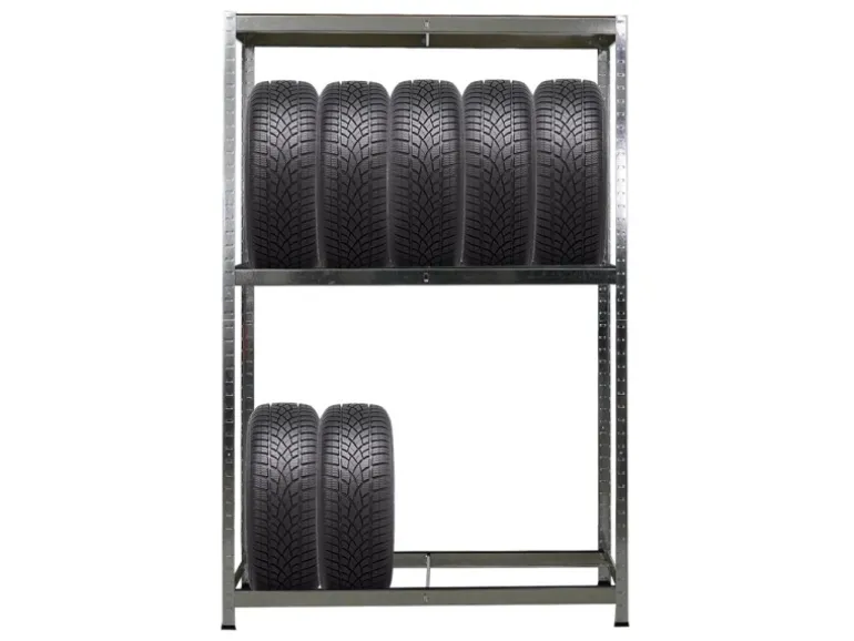 PROREGAL Reifenregal RAGNAR HxBxT 180 x 120 x 40cm Bis Zu 8 Reifen Auf 2 Ebenen + Ablage 265kg Fachlast Verzinkt
