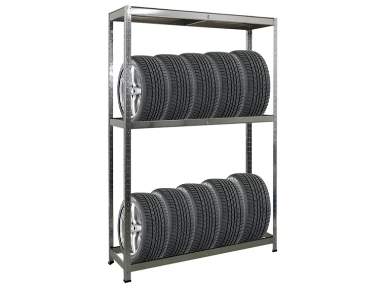 PROREGAL Reifenregal RAGNAR HxBxT 180 x 120 x 40cm Bis Zu 8 Reifen Auf 2 Ebenen + Ablage 265kg Fachlast Verzinkt