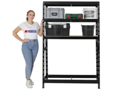 PROREGAL Reifenregal Tiger HxBxT 180 x 120 x 40 cm Bis Zu 6 Reifen Auf 1 Ebene + 3 Ablagen Schwarz
