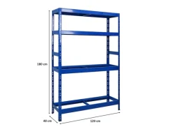 PROREGAL Reifenregal Tiger HxBxT 180 x 120 x 40 cm Bis Zu 12 Reifen auf 2 Ebene Und 2 Ablagen Blau