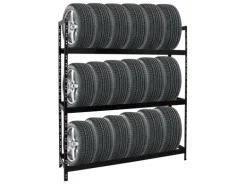 PROREGAL Reifenregal Tiger XL HxBxT 200 x 180 x 45 cm bis zu 21 Reifen auf 3 Ebenen Schwarz