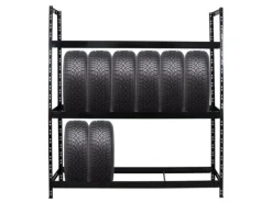 PROREGAL Reifenregal Tiger XL HxBxT 200 x 180 x 45 cm bis zu 21 Reifen auf 3 Ebenen Schwarz