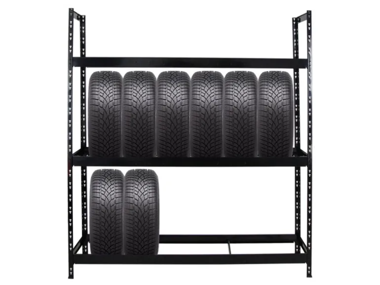 PROREGAL Reifenregal Tiger XL HxBxT 200 x 180 x 45 cm bis zu 21 Reifen auf 3 Ebenen Schwarz