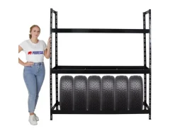 PROREGAL Reifenregal Tiger XL HxBxT 200 x 180 x 45 cm bis zu 21 Reifen auf 3 Ebenen Schwarz