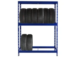 PROREGAL Reifenregal Tiger mit Fachboden HxBxT 180 x 130 x 50 cm bis zu 12 Reifen auf 2 Ebenen Blau