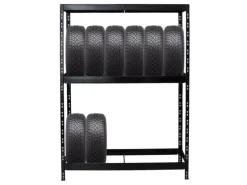 PROREGAL Reifenregal Tiger mit Fachboden HxBxT 180 x 130 x 50 cm bis zu 12 Reifen auf 2 Ebenen Schwarz
