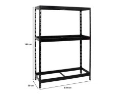 PROREGAL Reifenregal Tiger mit Fachboden HxBxT 180 x 130 x 50 cm bis zu 12 Reifen auf 2 Ebenen Schwarz