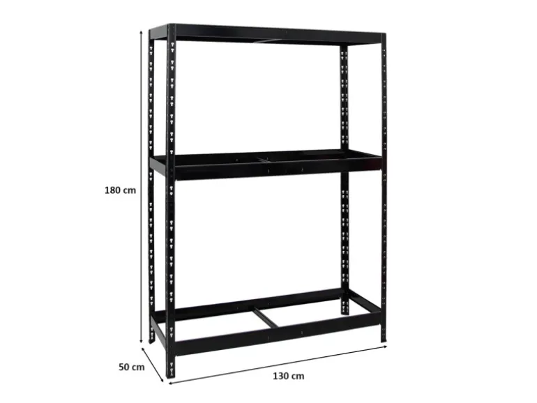 PROREGAL Reifenregal Tiger mit Fachboden HxBxT 180 x 130 x 50 cm bis zu 12 Reifen auf 2 Ebenen Schwarz