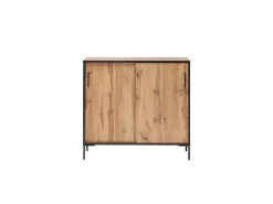 PROREGAL Schiebetürenschrank Panda HxBxT 96 x 100 x 41 cm 2 Fächern & 2 Schiebetüren Eiche