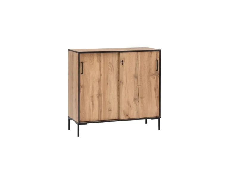 PROREGAL Schiebetürenschrank Panda HxBxT 96 x 100 x 41 cm 2 Fächern & 2 Schiebetüren Eiche