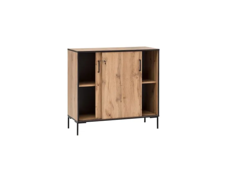 PROREGAL Schiebetürenschrank Panda HxBxT 96 x 100 x 41 cm 2 Fächern & 2 Schiebetüren Eiche