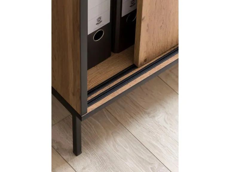 PROREGAL Schiebetürenschrank Panda HxBxT 96 x 100 x 41 cm 2 Fächern & 2 Schiebetüren Eiche