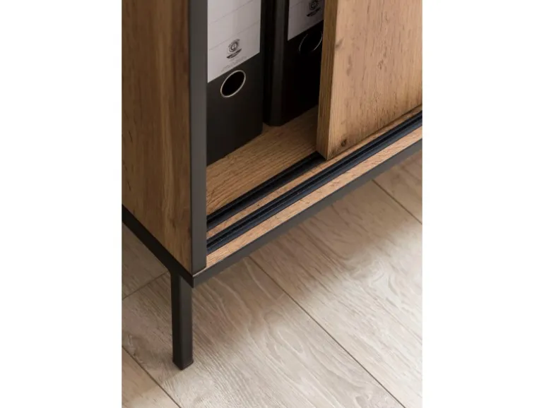 PROREGAL Schiebetürenschrank Panda HxBxT 96 x 100 x 41 cm 2 Fächern & 2 Schiebetüren Eiche