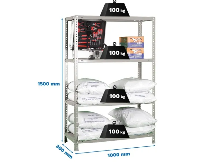PROREGAL Schraubregal Panda Mid HxBxT 150 x 100 x 30 cm Fachlast 100 kg Grau