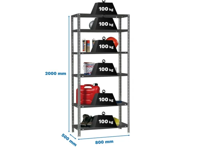 PROREGAL Schraubregal Panda Tall HxBxT 200 x 80 x 50 cm 6 Fachböden Fachlast 100 kg Anthrazit