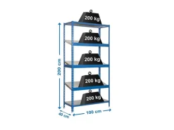 PROREGAL Schrägbodenregal Dowa Stecksystem HxBxT 200 x 100 x 40 cm Fachlast 200 kg Blau