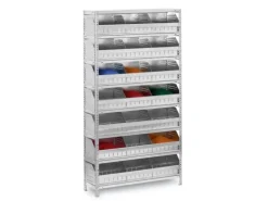 PROREGAL Schüttgutregal Schraubsystem Grundregal HxBxT 185 x 100 x 30 cm 8 Ebenen Fachlast 60 kg 21 Schüttgutfächer Verzinkt