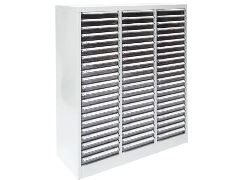 PROREGAL Schubladencontainer Kobra mit 63 Schubladen HxBxT 88 x 80 x 35 cm Lichtgrau