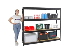 PROREGAL Schwerlastregal Dino HxBxT 180 x 200 x 45 cm Fachlast 500 kg Schwarz