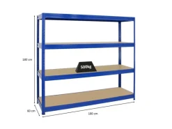 PROREGAL Schwerlastregal Dino HxBxT 180 x 180 x 60 cm Fachlast 500 kg Blau