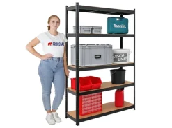 PROREGAL Schwerlastregal Ragnar für Gesamtlast 875 kg HxBxT 180 x 120 x 40 cm Schwarz Kellerregal Steckregal Garagenregal Lagerregal