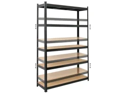 PROREGAL Schwerlastregal Ragnar für Gesamtlast 875 kg HxBxT 180 x 120 x 40 cm Schwarz Kellerregal Steckregal Garagenregal Lagerregal