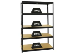 PROREGAL Schwerlastregal Big Elephant M HxBxT 180 x 120 x 60 cm Fachlast 250 kg Schwarz