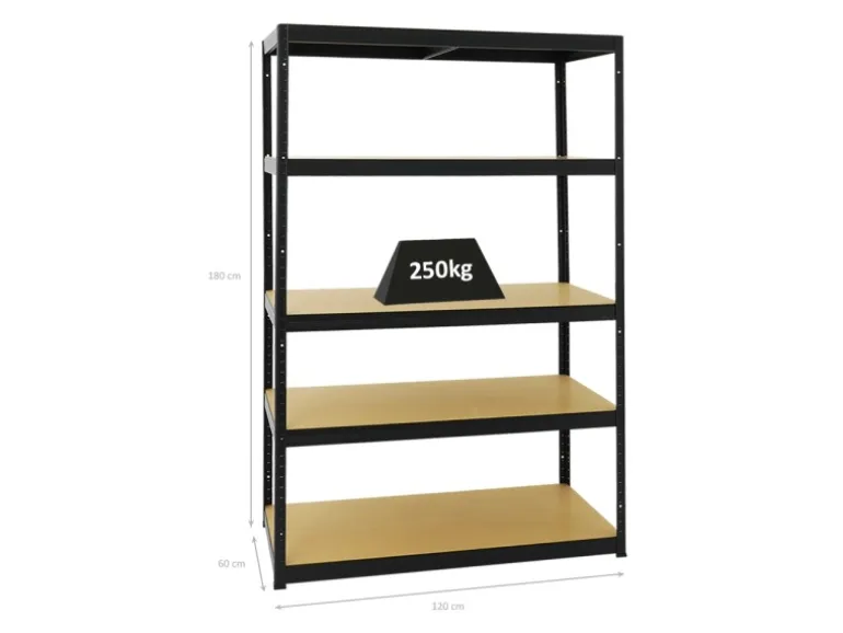 PROREGAL Schwerlastregal Big Elephant M HxBxT 180 x 120 x 60 cm Fachlast 250 kg Schwarz