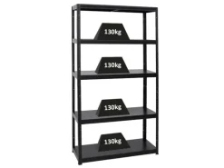 PROREGAL Schwerlastregal Steel Eagle HxBxT 180 x 100 x 40 cm Fachlast 130 kg Schwarz