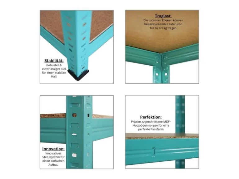 PROREGAL Schwerlastregal GREEN HULK HxBxT 180x90x40cm Fachlast 175kg 5 Ebenen