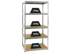 PROREGAL Schwerlastregal Slim Elephant M HxBxT 180 x 90 x 60 cm 5 Ebenen Fachlast 350 kg Verzinkt