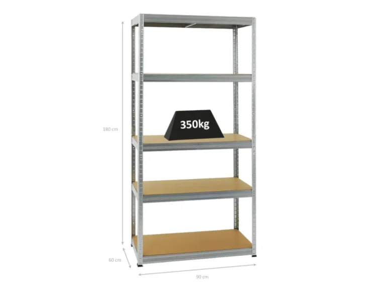 PROREGAL Schwerlastregal Slim Elephant M HxBxT 180 x 90 x 60 cm 5 Ebenen Fachlast 350 kg Verzinkt