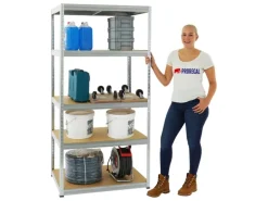 PROREGAL Schwerlastregal Slim Elephant M HxBxT 180 x 90 x 60 cm 5 Ebenen Fachlast 350 kg Verzinkt