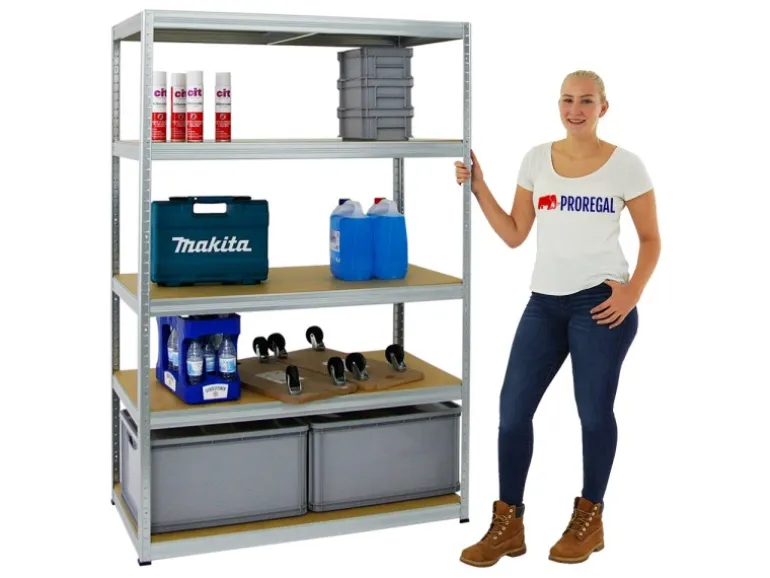 PROREGAL Schwerlastregal Big Elephant M HxBxT 180 x 120 x 60 cm Fachlast 250 kg Verzinkt