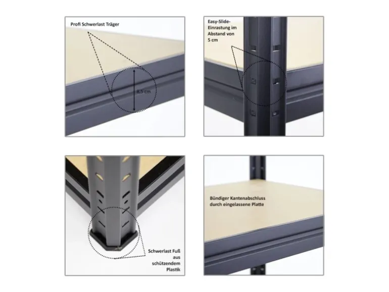 PROREGAL Schwerlastregal Dino 180x240x60 cm Fachlast 450kg Schwarz