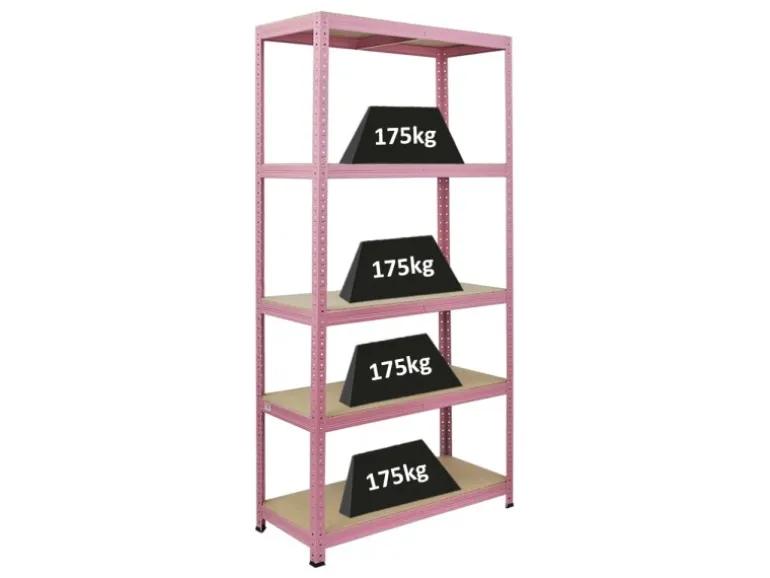 PROREGAL Schwerlastregal PINK LADY HxBxT 180x90x40cm Fachlast 175kg 5 Ebenen Pink Kellerregal Steckregal Garagenregal Lagerregal