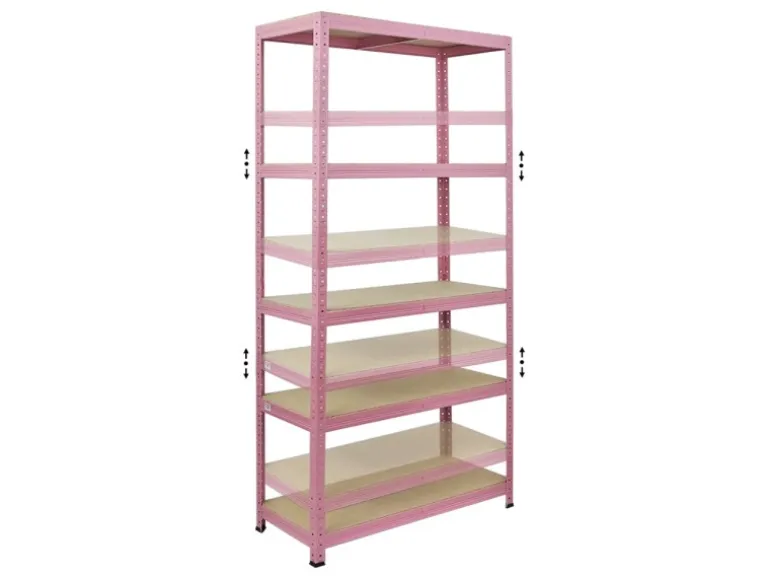 PROREGAL Schwerlastregal PINK LADY HxBxT 180x90x40cm Fachlast 175kg 5 Ebenen Pink Kellerregal Steckregal Garagenregal Lagerregal