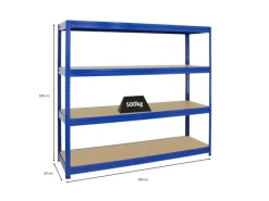 PROREGAL Schwerlastregal Dino HxBxT 180 x 200 x 60 cm Fachlast 500 kg Blau