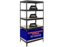 PROREGAL Schwerlastregal Rivet HxBxT 180 x 90 x 60 cm Fachlast 250 kg Innovatives Stecksystem Schwarz