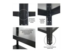 PROREGAL Schwerlastregal Ares HxBxT 180x90x40cm 5 Stahlplatten-Ebenen Fachlast 125 kg Schwarz