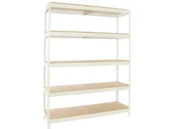PROREGAL Schwerlastregal Extrem Wood Yeti Five HxBxT 300 x 150 x 75 cm Fachlast 400 kg Weiß