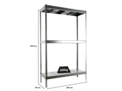 PROREGAL Schwerlastregal Big Metal Yeti Three HxBxT 200 x 180 x 45 cm Fachlast 400 kg Verzinkt