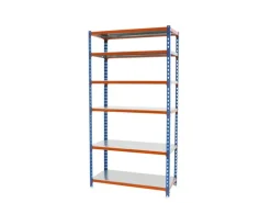 PROREGAL Schwerlastregal Giant Metal Shark HxBxT 250 x 80 x 50 cm Fachlast 180 kg Blau-Orange