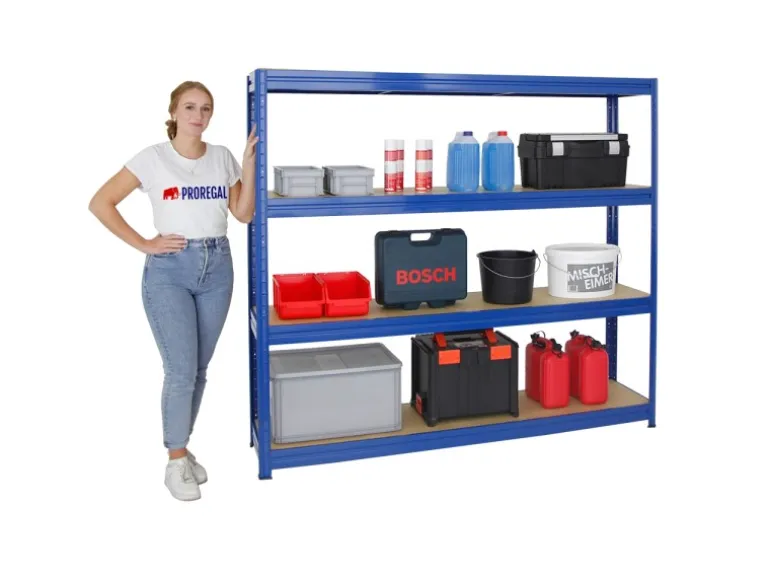 PROREGAL Schwerlastregal Dino HxBxT 180 x 200 x 45 cm Fachlast 500 kg Blau